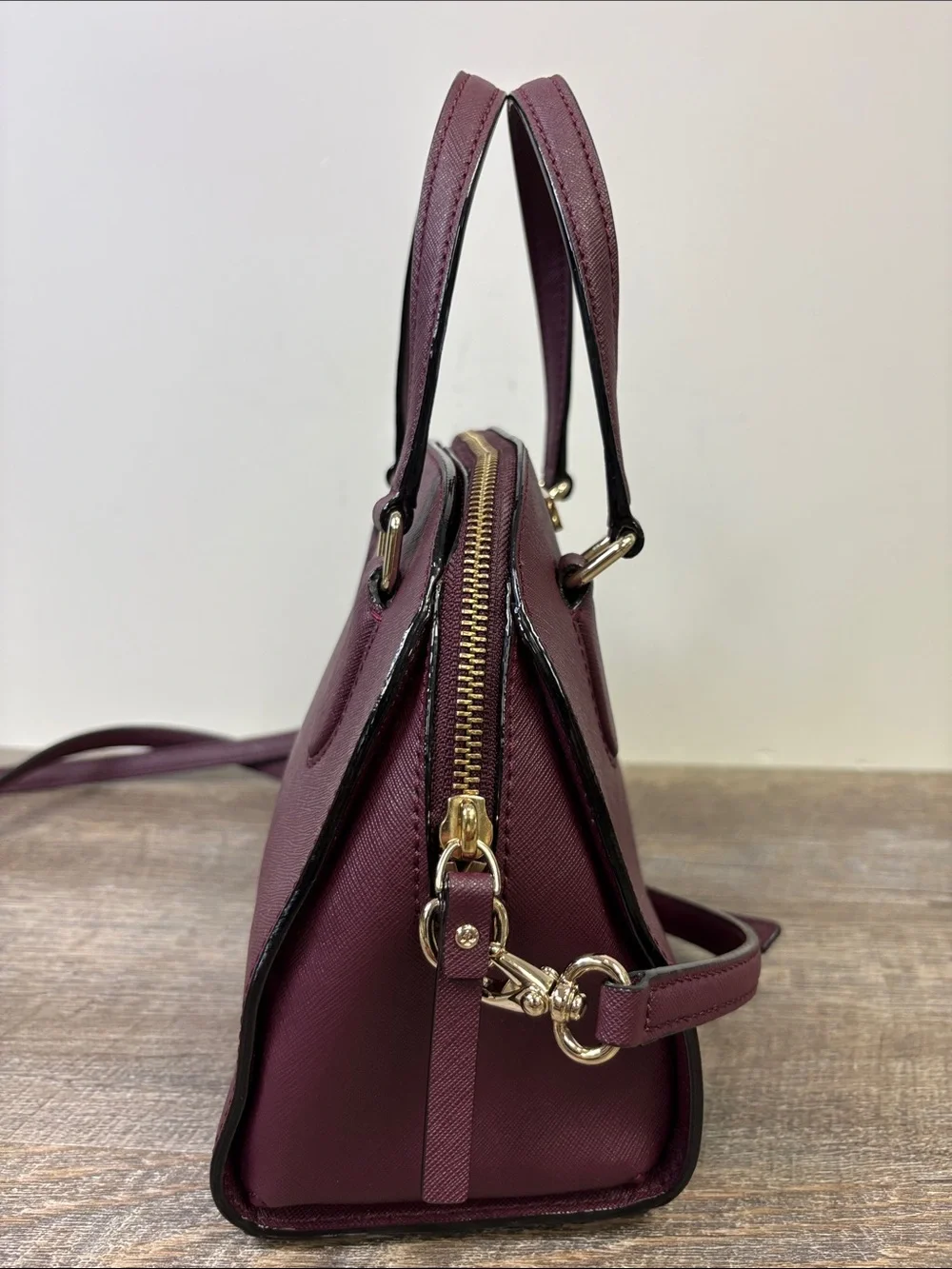 Kate Spade New York Burgundy Saffiano Satchel Crossbody Bag + Wallet Set